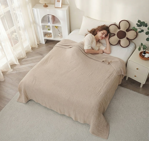 6-Layer Pure Cotton Gauze Towel Blanket, All-Cotton Bubble Gauze Towel Blanket, Single/Double Air-Conditioning Summer Cooling Blanket, Thin Quilt