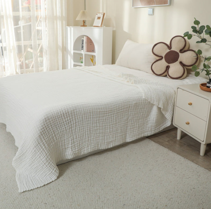 6-Layer Pure Cotton Gauze Towel Blanket, All-Cotton Bubble Gauze Towel Blanket, Single/Double Air-Conditioning Summer Cooling Blanket, Thin Quilt